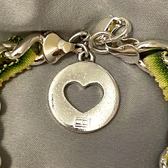 Tommy Hilfiger silver and green bracelet with heart charm - Picture 2 of 3